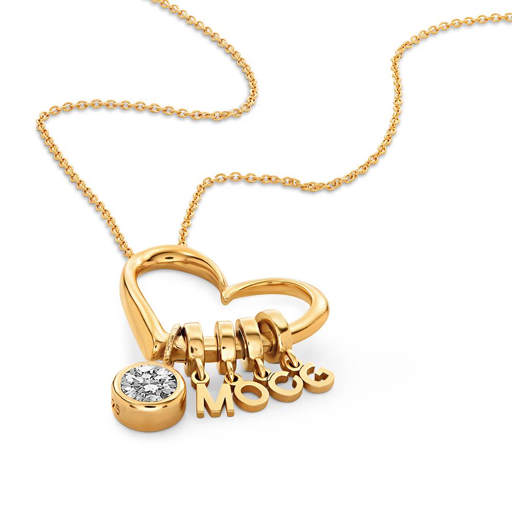 Collar Delina con Cuentas Grabadas y Diamante de 1 ct en Baño de Oro-3 foto de producto