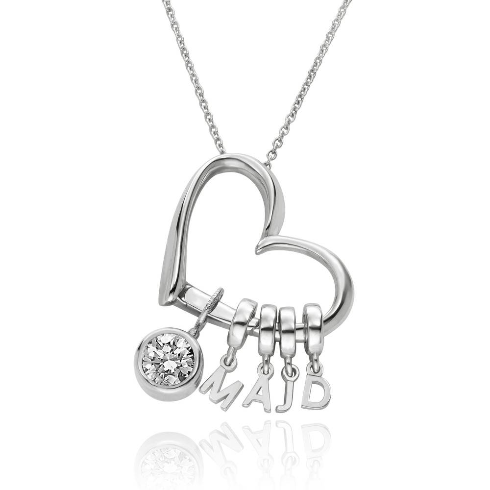 Collar Delina con Cuentas Grabadas y Diamante de 1 ct en Plata-1 Collar Delina con Cuentas Grabadas y Diamante de 1 ct en Plata-1 foto de producto