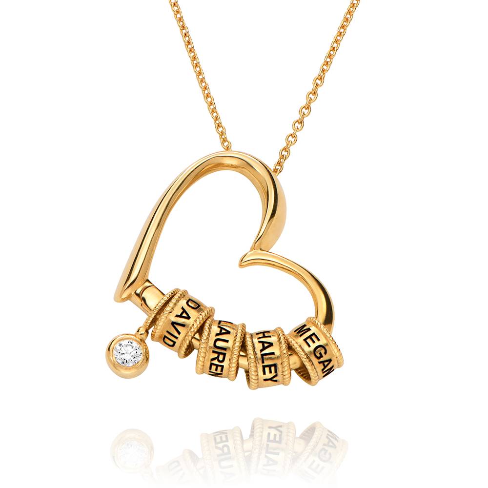 Collar Delina con Cuentas Grabadas y Diamante de 0.10 ct en Oro Vermeil de-5 foto de producto