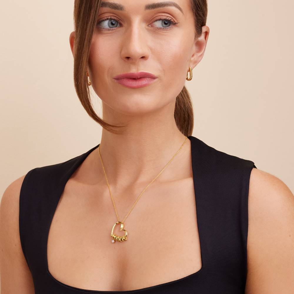 Collar Delina con Cuentas Grabadas y Diamante de 0.10 ct en Oro Vermeil de-1 foto de producto