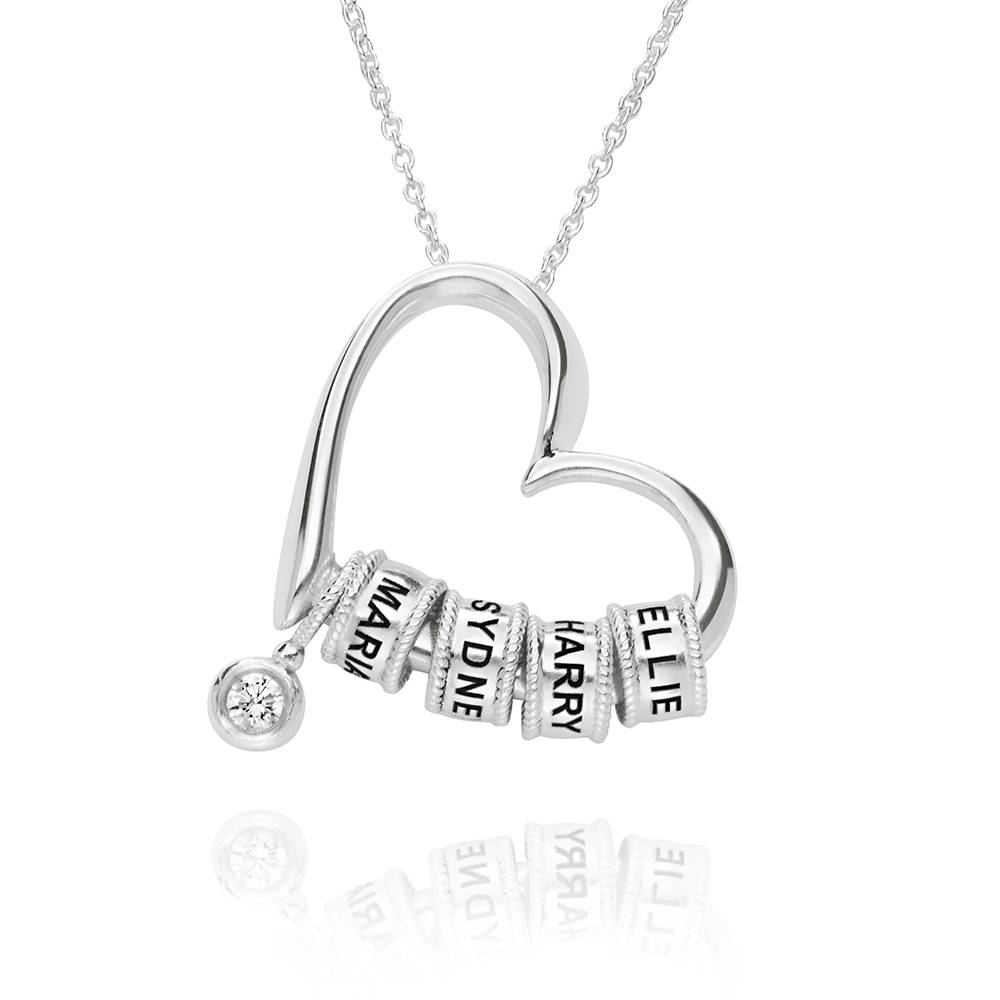Collar Delina con Cuentas Grabadas y Diamante de 0.10 ct en Plata-1 foto de producto