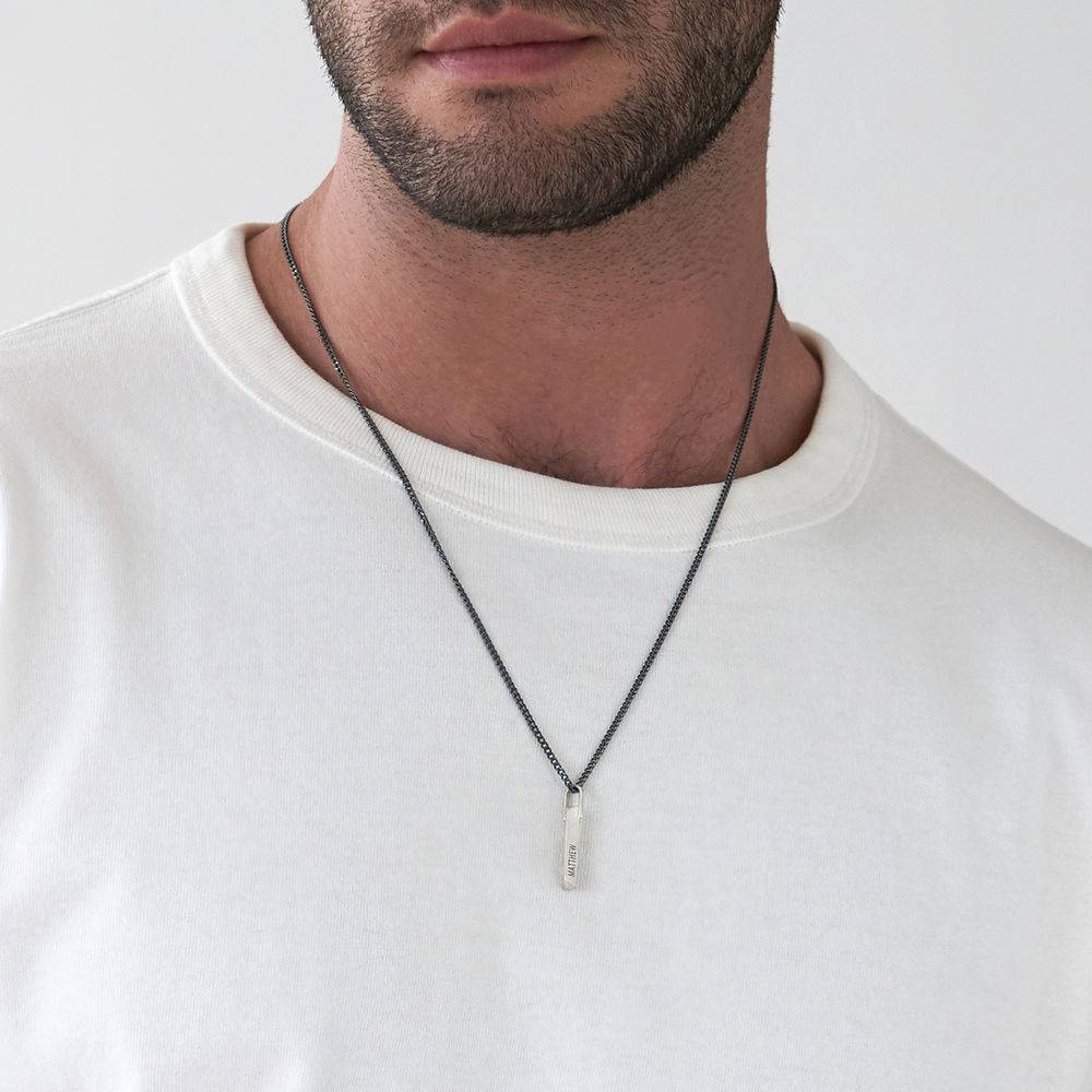 Collar de Hombre Barra Vertical en Plata-4 Collar de Hombre Barra Vertical en Plata-4 foto de producto