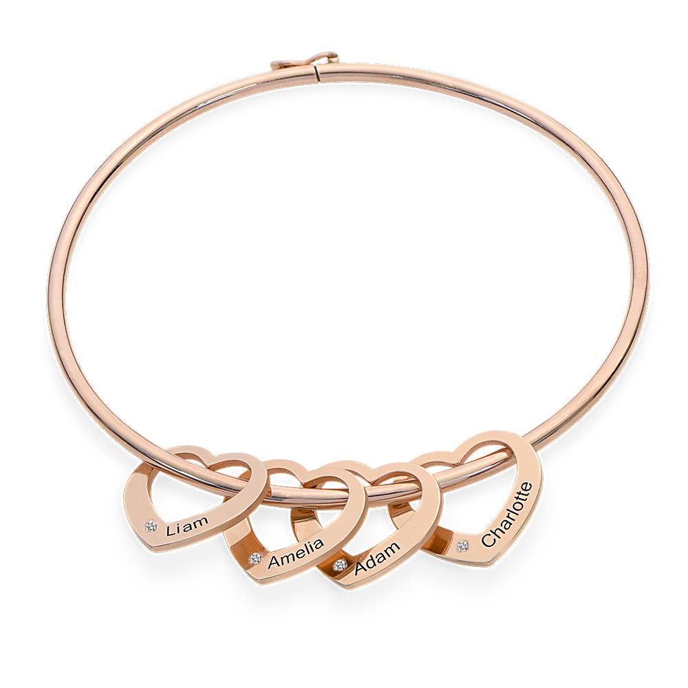 Colgante Corazón con Diamante para Pulsera Rígida Chelsea en Chapado de Oro Rosa-2 foto de producto