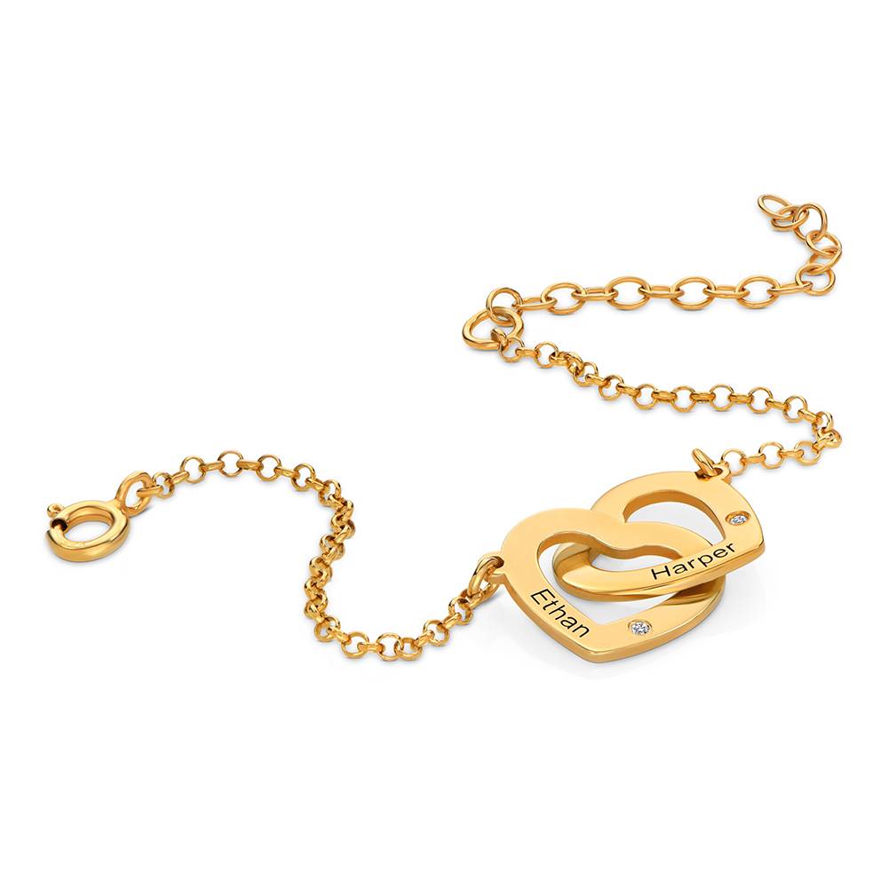 Pulsera Corazones Entrelazados Estilo Claire con Diamantes en Baño de Oro-4 foto de producto