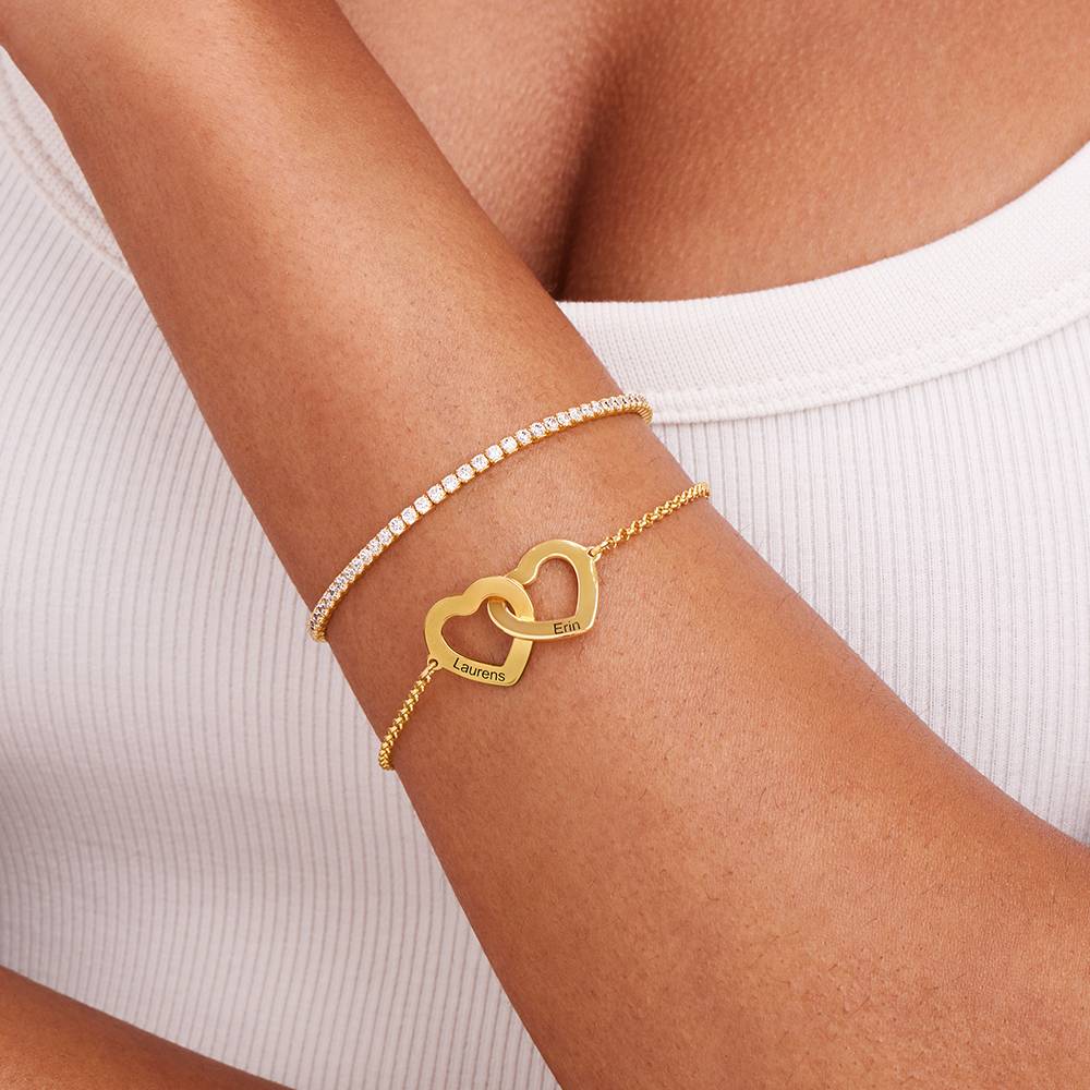 Pulsera Corazones Entrelazados Estilo Claire con Diamantes en Vermeil de Oro-2 foto de producto