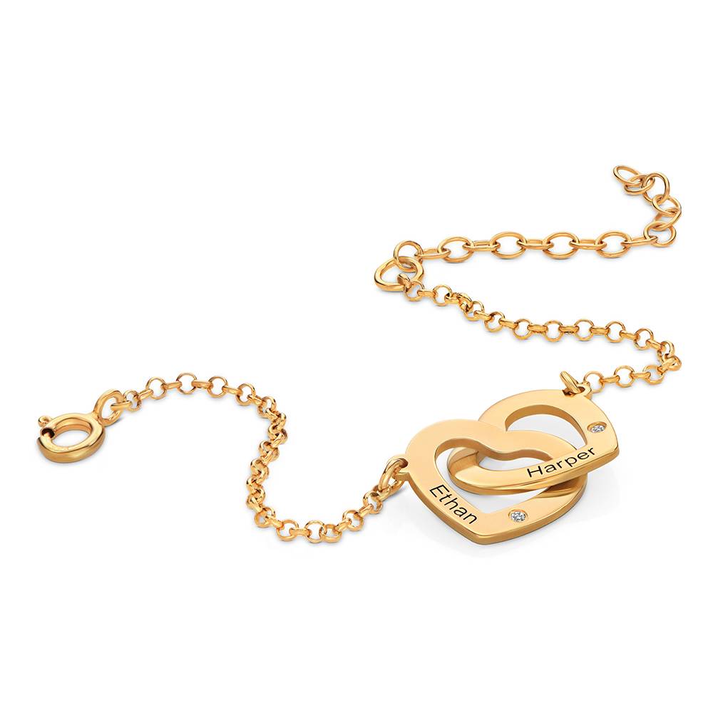 Pulsera Corazones Entrelazados Estilo Claire con Diamantes en Vermeil de Oro-4 foto de producto