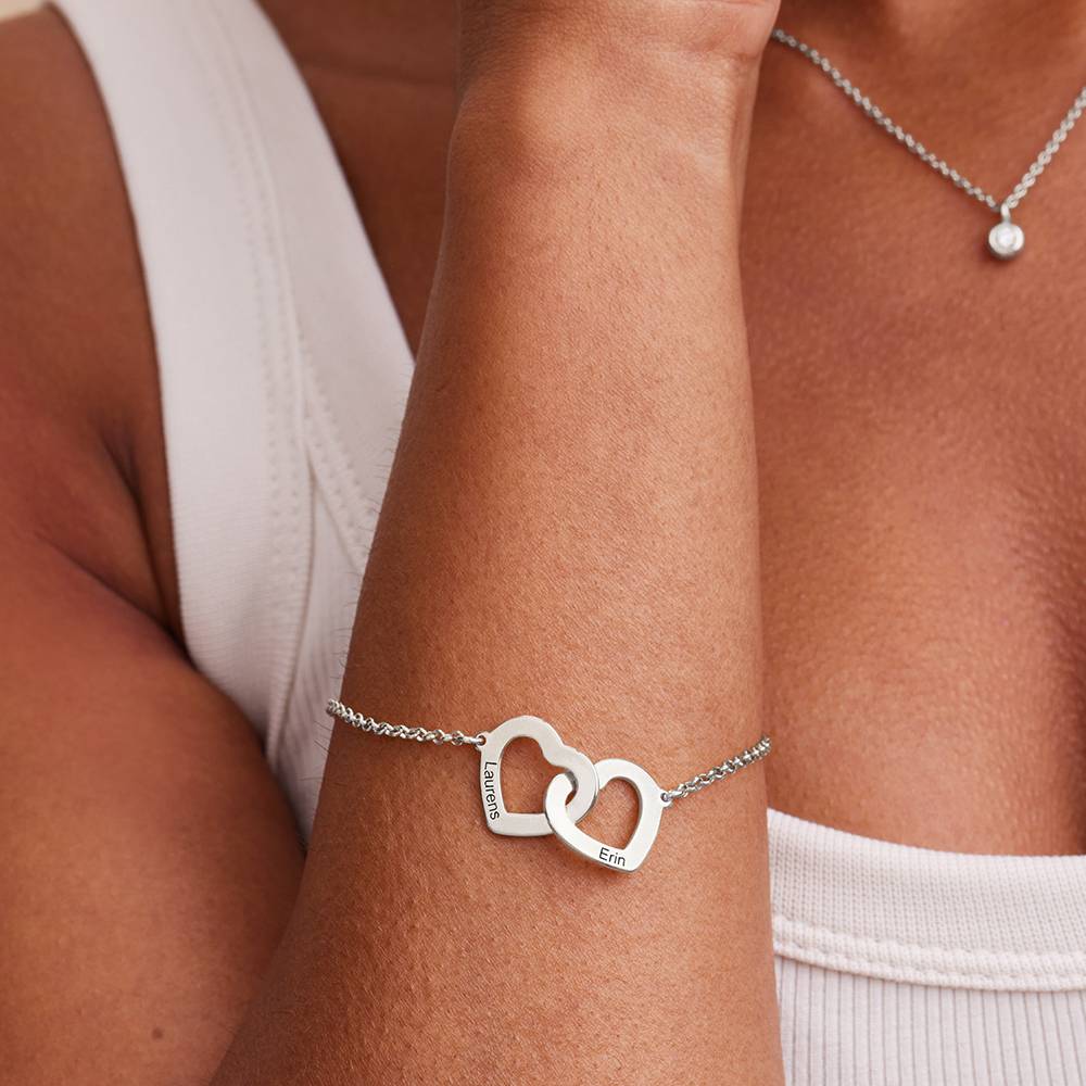 Pulsera Corazones Entrelazados Estilo Claire con Diamantes en Plata-2 foto de producto