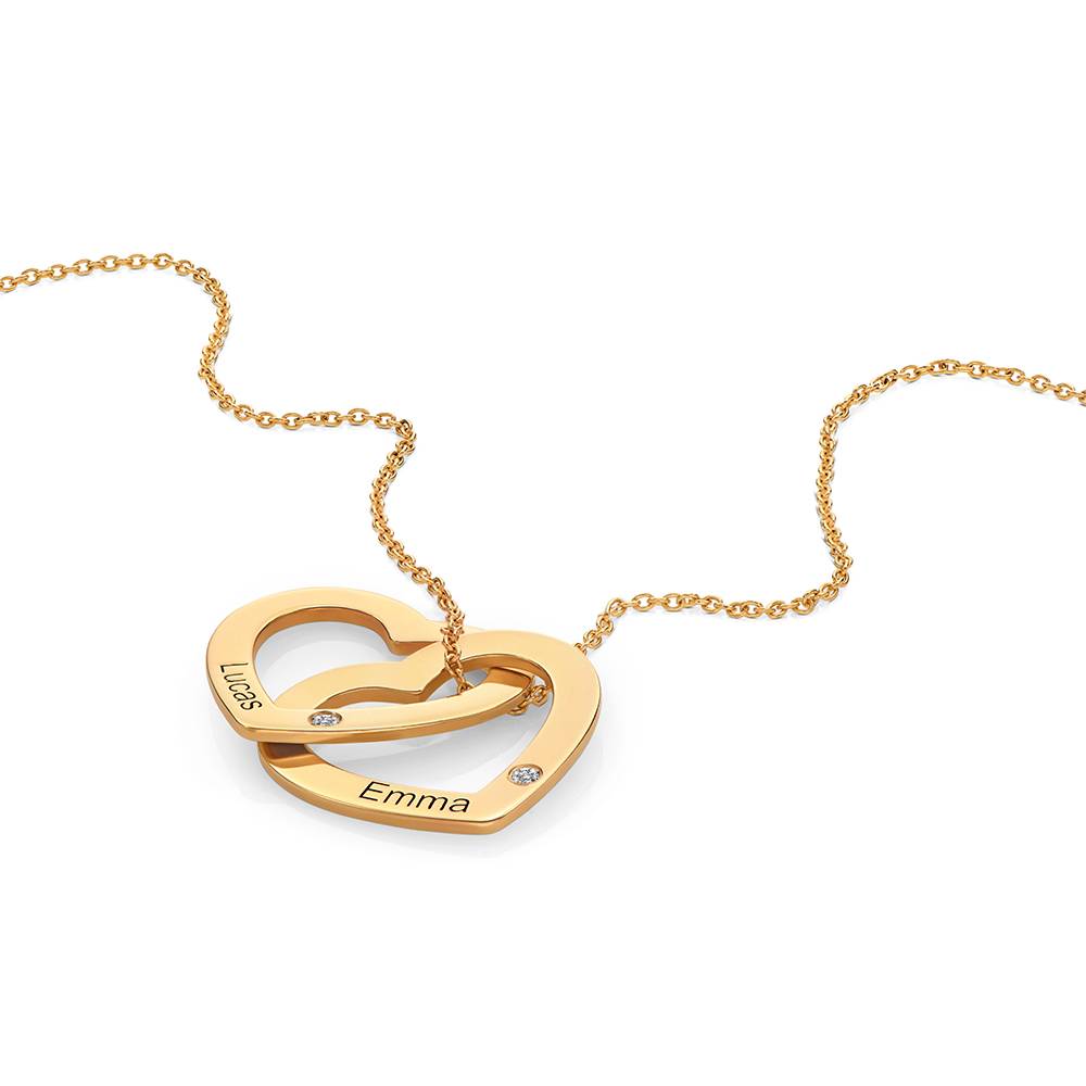 Collar Corazones Entrelazados Estilo Claire con Diamantes en Vermeil de Oro-5 Collar Corazones Entrelazados Estilo Claire con Diamantes en Vermeil de Oro-5 foto de producto