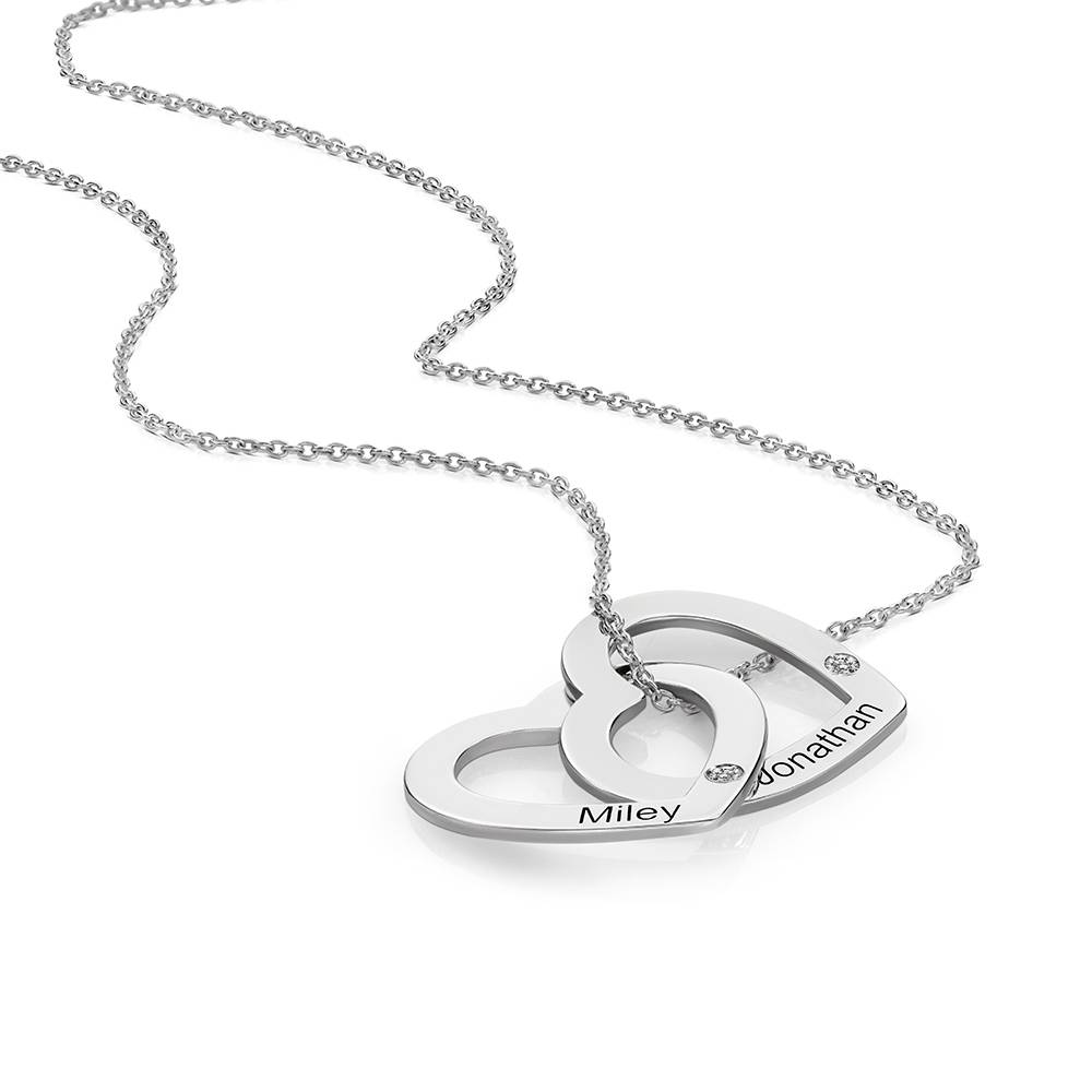 Collar Corazones Entrelazados Estilo Claire con Diamantes en Plata-4 Collar Corazones Entrelazados Estilo Claire con Diamantes en Plata-4 foto de producto