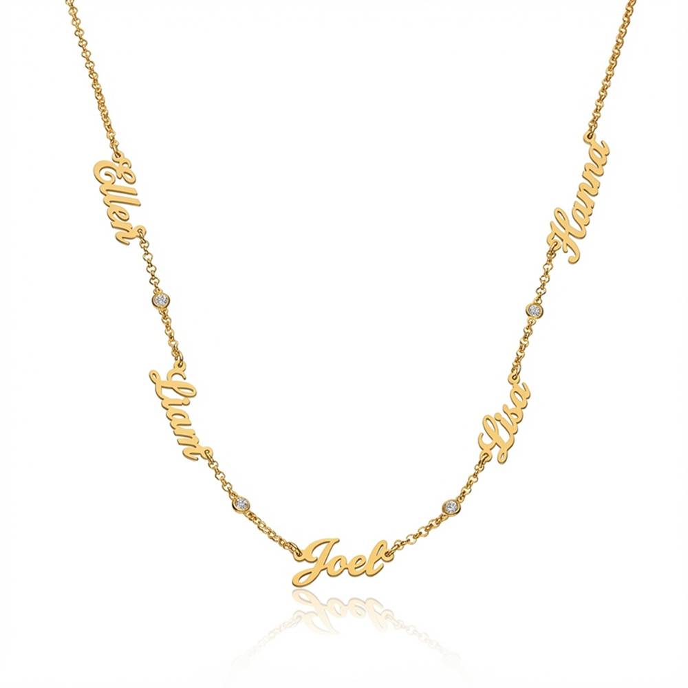 Collar con Nombres Múltiples Heritage con Diamantes en Vermeil de Oro-1 foto de producto
