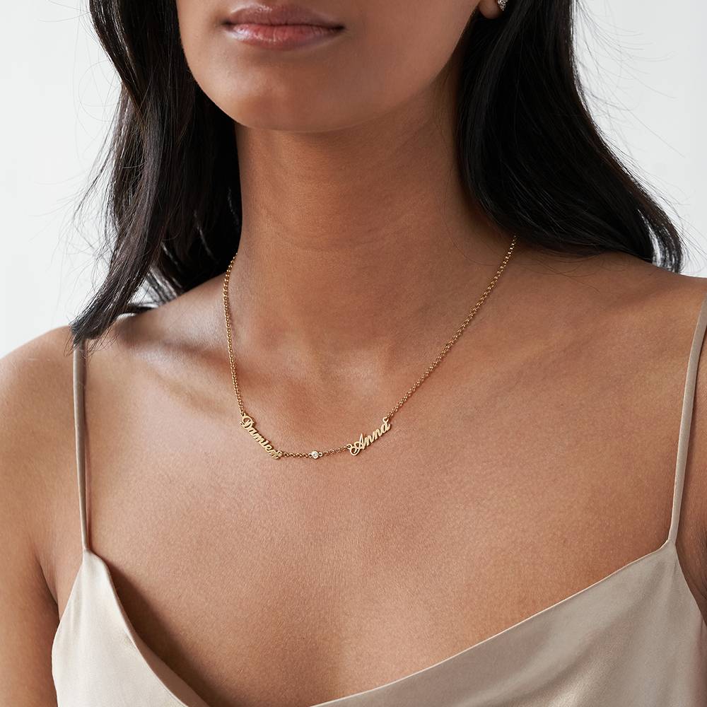 Collar con Nombres Múltiples Heritage con Diamantes en Vermeil de Oro-3 foto de producto