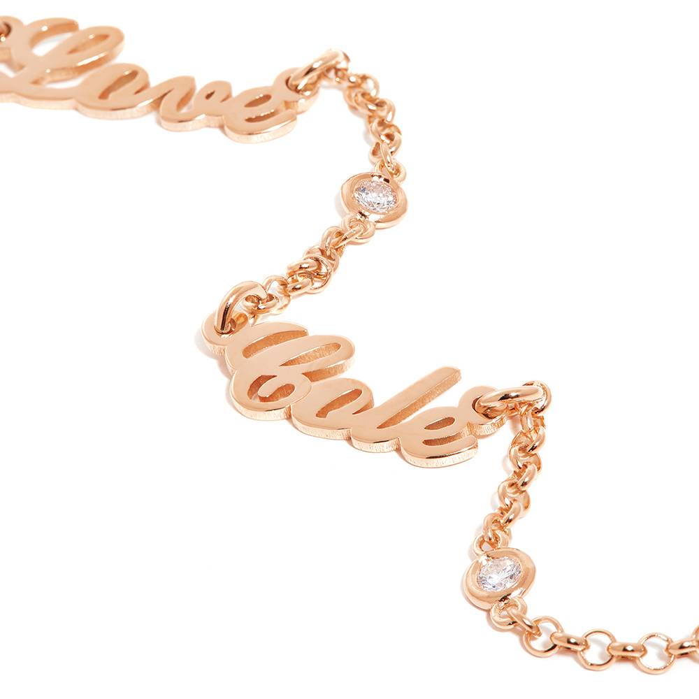 Collar con Nombres Múltiples Heritage con Diamantes en Chapado de Oro Rosa-2 foto de producto