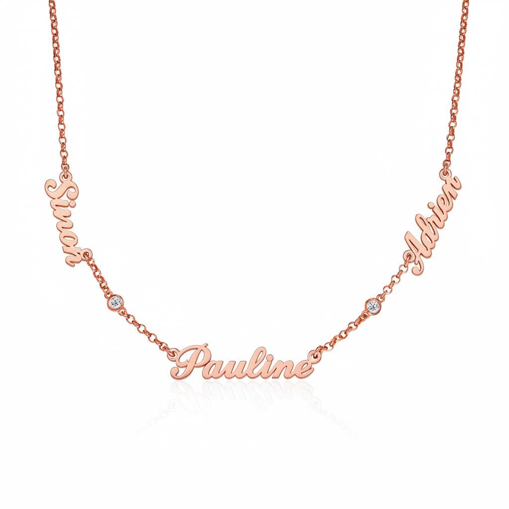 Collar con Nombres Múltiples Heritage con Diamantes en Chapado de Oro Rosa-1 foto de producto