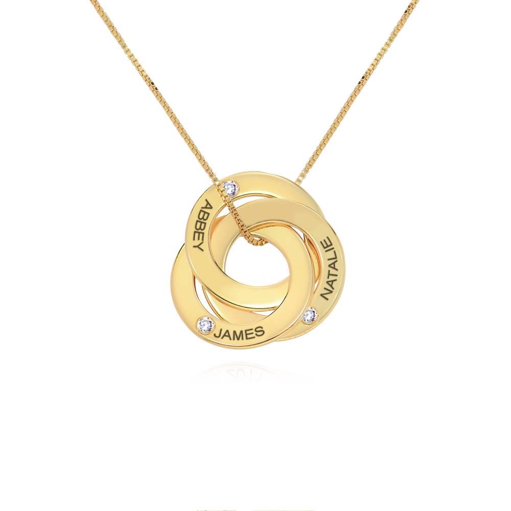 Collar de Anillos Rusos con Diamantes en Oro Amarillo 10K-1 Collar de Anillos Rusos con Diamantes en Oro Amarillo 10K-1 foto de producto