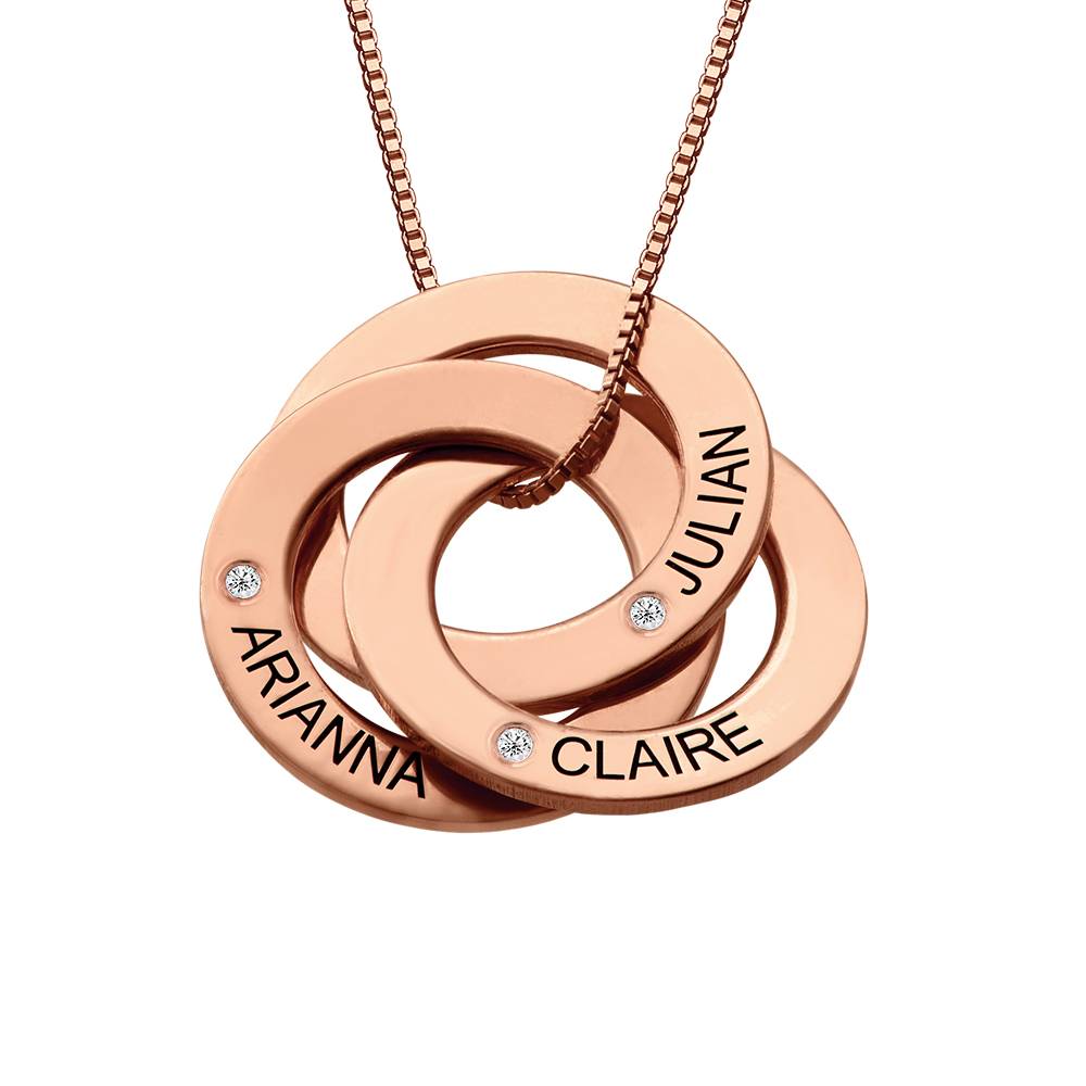 Collar de Anillos Rusos con Diamantes en Chapado de Oro Rosa-1 Collar de Anillos Rusos con Diamantes en Chapado de Oro Rosa-1 foto de producto
