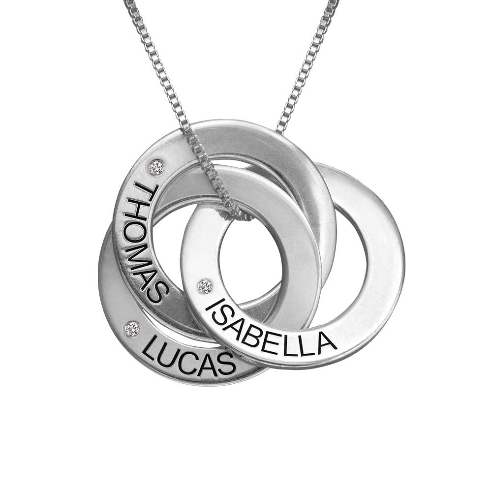 Collar de Anillos Rusos con Diamantes en Plata Esterlina-1 foto de producto