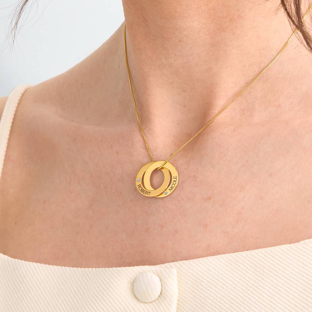 Collar de Anillo Ruso con 2 Anillos y Diamantes en Vermeil de Oro-4 foto de producto