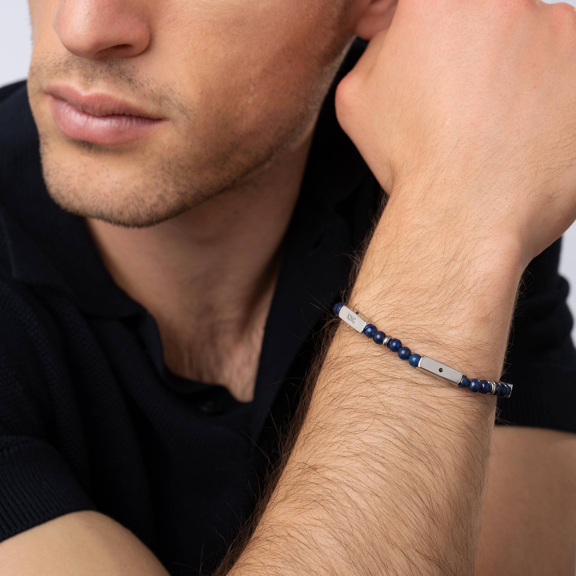 Pulsera de Cuentas East Coast Personalizada con Piedras Lapislázuli y Diamantes-5 foto de producto