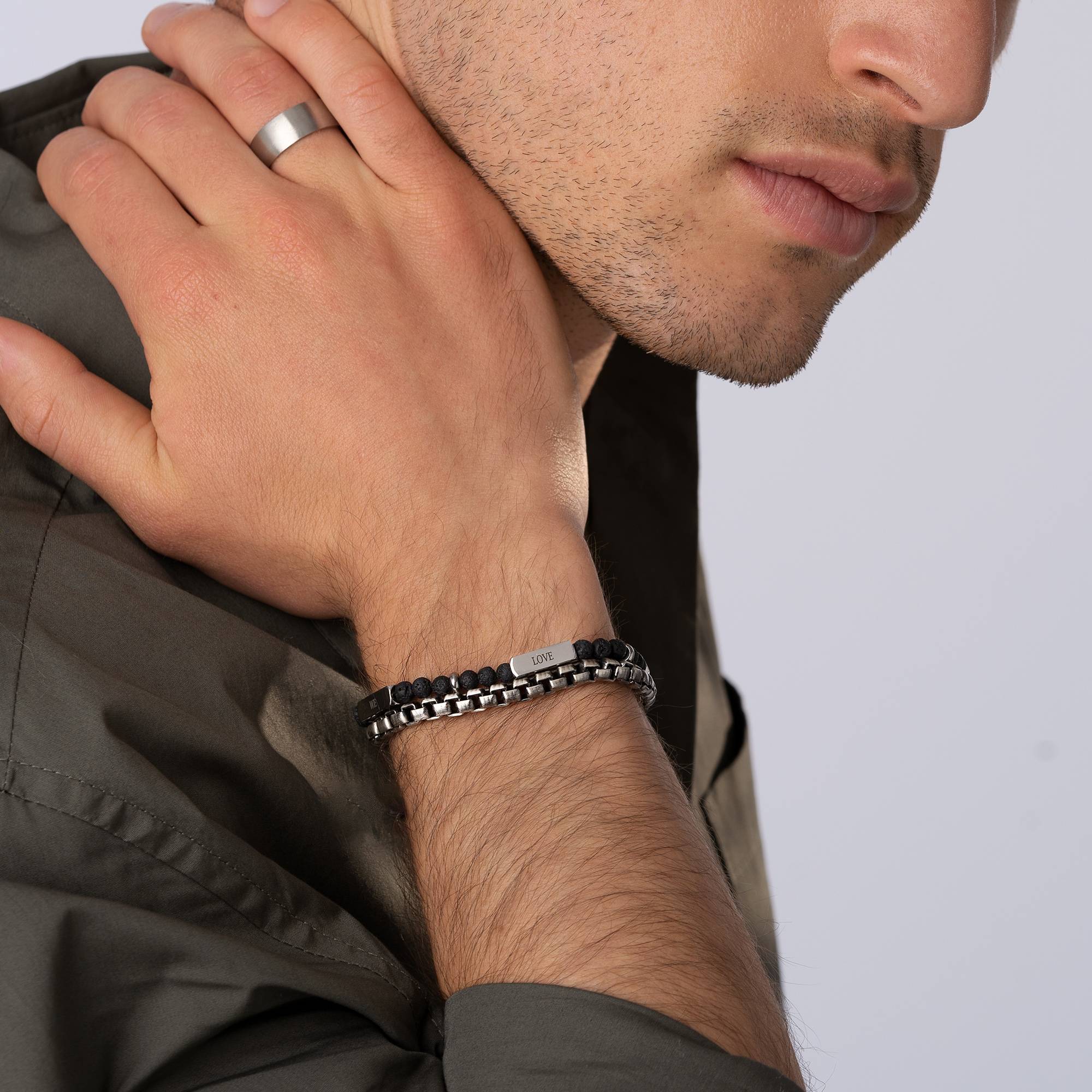Pulsera de Cuentas East Coast Personalizada con Piedras de Lava y Diamantes-4 foto de producto