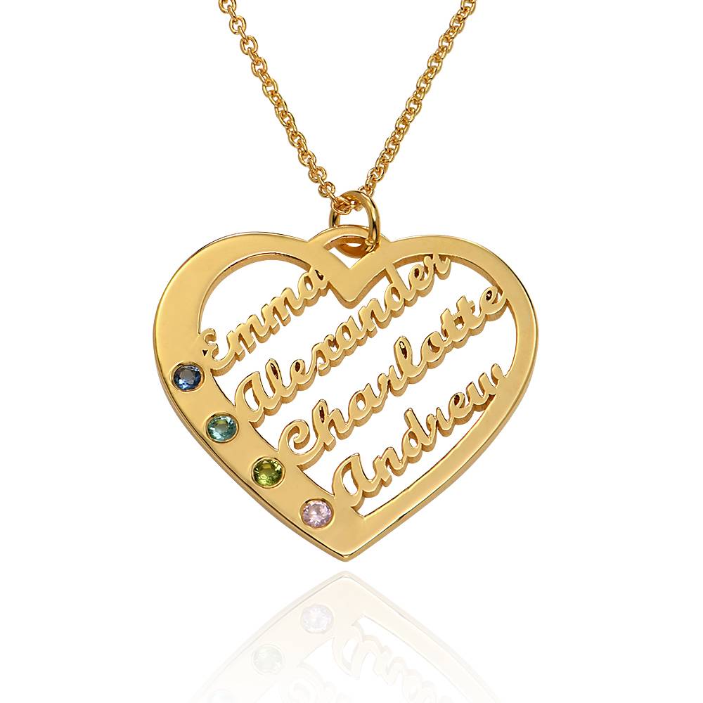 Collar de Corazón Ella con Nombres y Piedras de Nacimiento en Vermeil de Oro-5 foto de producto