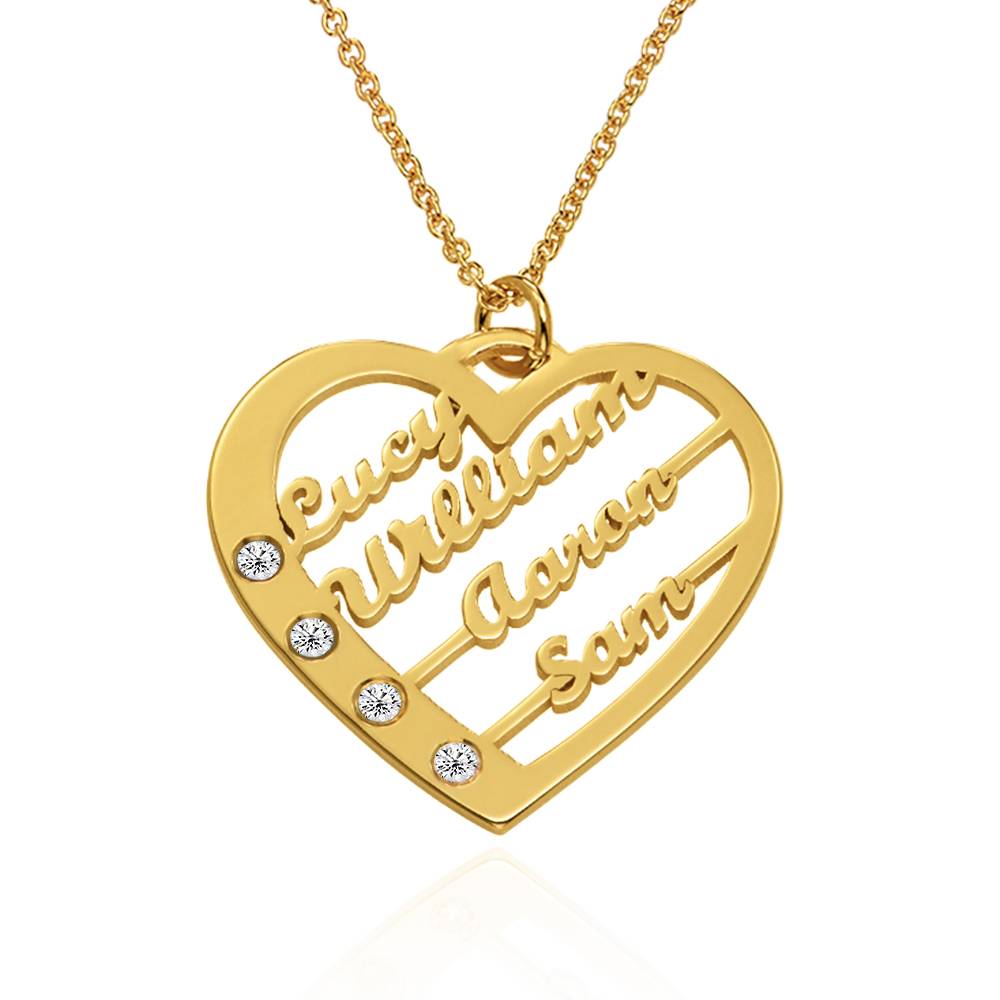 Collar de Corazón Ella con Nombres y Diamantes en Baño de Oro-6 Collar de Corazón Ella con Nombres y Diamantes en Baño de Oro-6 foto de producto
