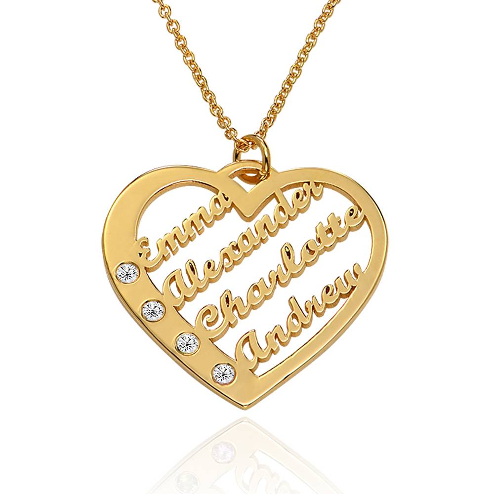 Collar de Corazón Ella con Nombres y Diamantes en Baño de Oro-5 Collar de Corazón Ella con Nombres y Diamantes en Baño de Oro-5 foto de producto