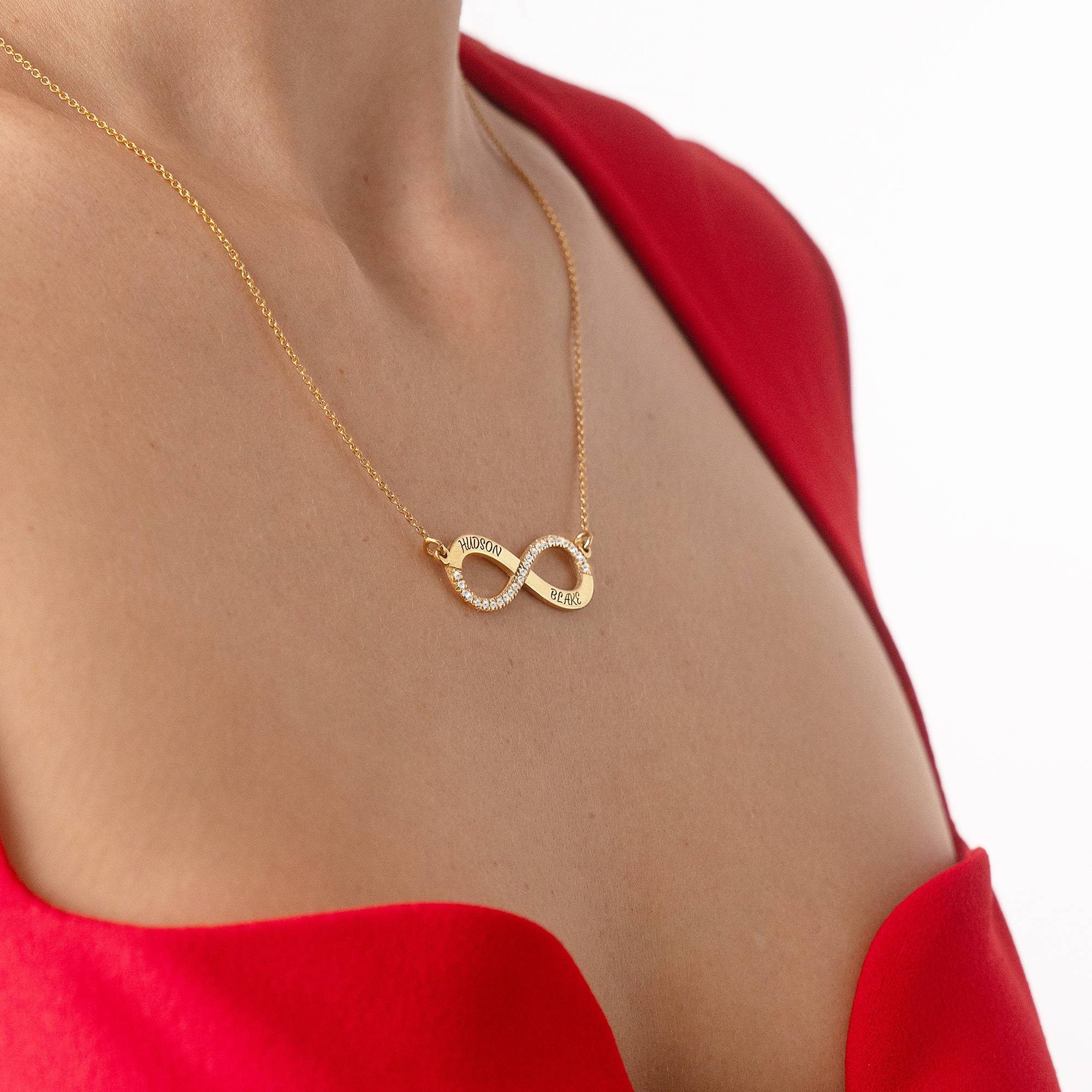 Collar Infinito de Amor Eterno con 0.23ct Diamantes en Chapa de Oro-2 foto de producto