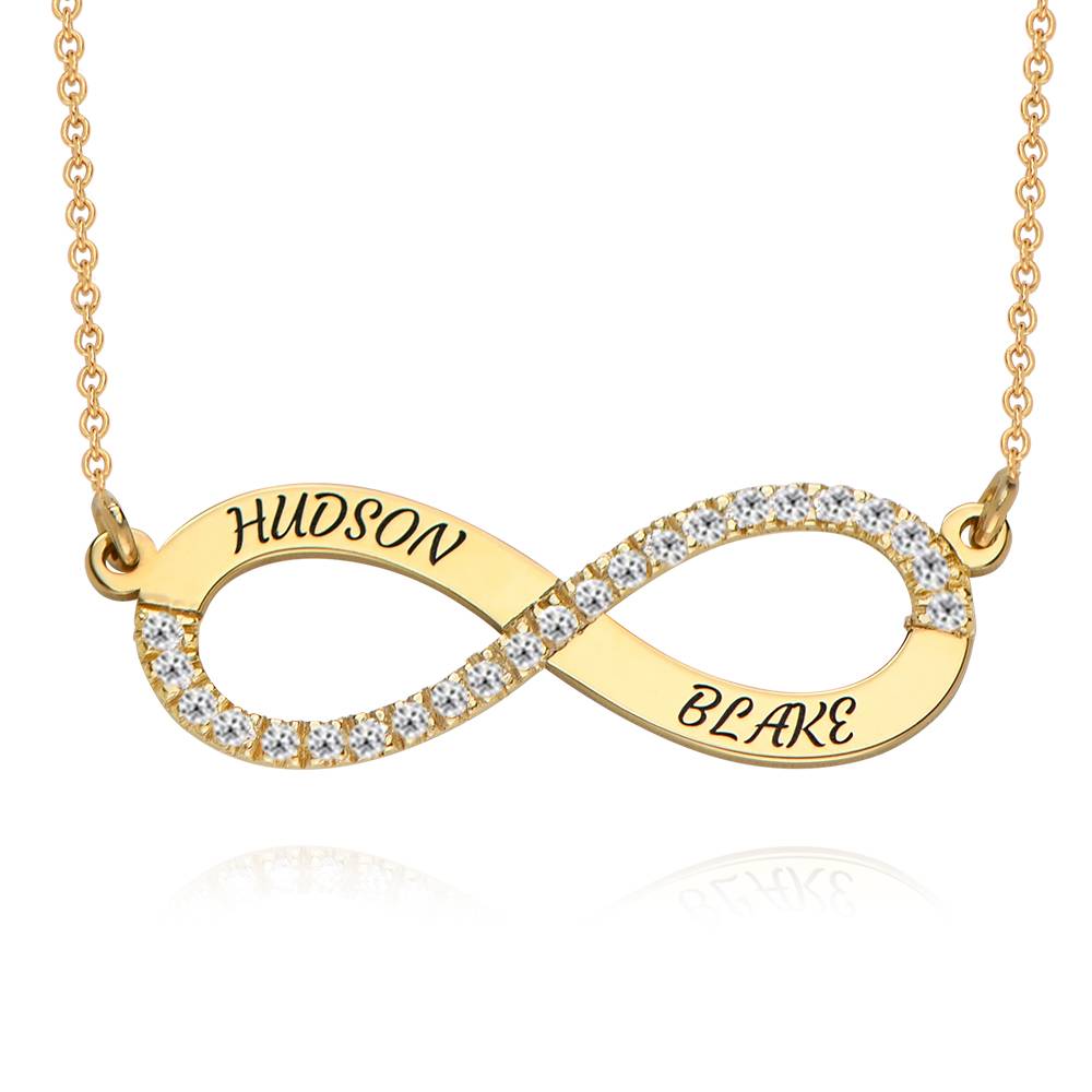 Collar Infinito de Amor Eterno con 0.23ct Diamantes en Vermeil de Oro-2 foto de producto