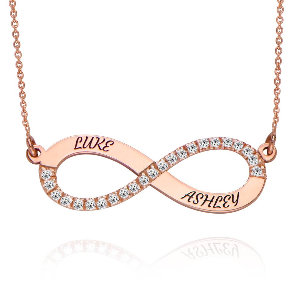 Collar Infinito de Amor Eterno con 0.23ct Diamantes en Chapa de Oro Rosa-6 Collar Infinito de Amor Eterno con 0.23ct Diamantes en Chapa de Oro Rosa-6 foto de producto