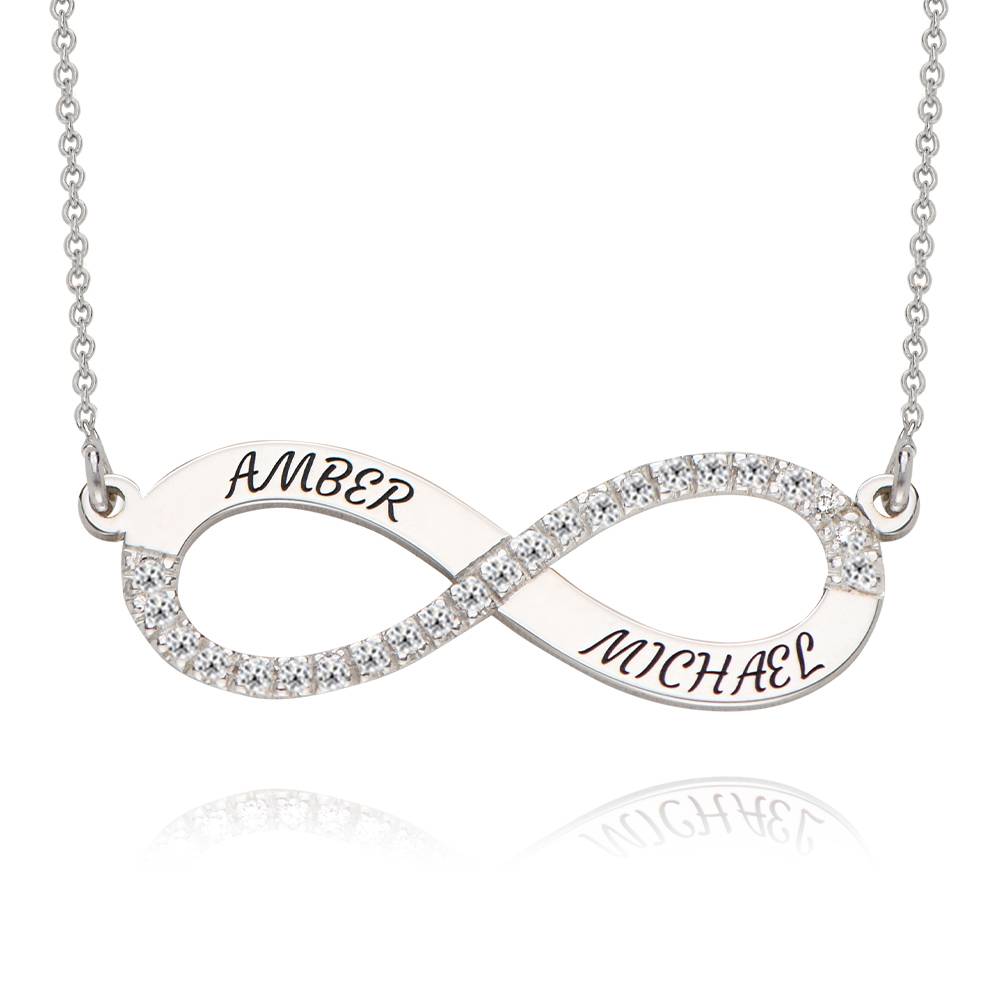 Collar Infinito de Amor Eterno con 0.23ct Diamantes en Plata Esterlina-3 foto de producto
