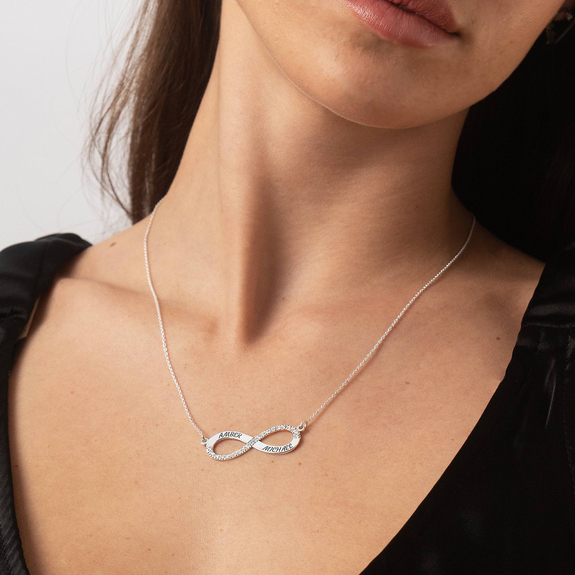 Collar Infinito de Amor Eterno con 0.23ct Diamantes en Plata Esterlina-5 foto de producto
