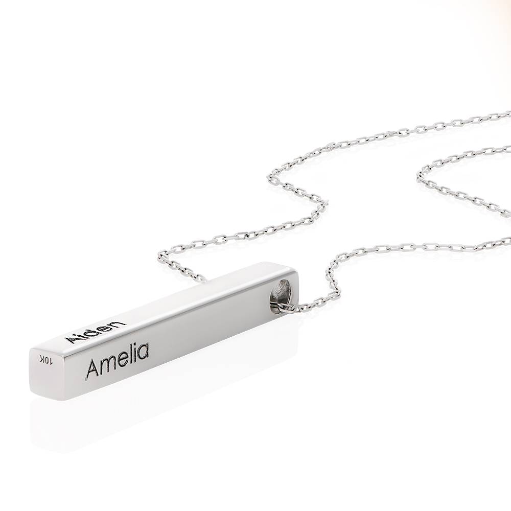 Collar de Barra Totem en 3D en Oro Blanco 10K-6 foto de producto