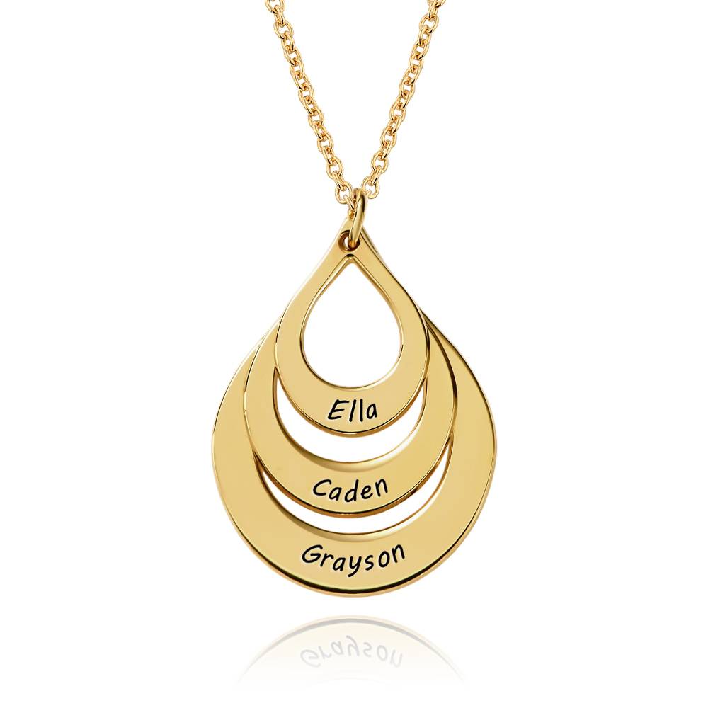 Collar Familiar Grabado en Forma Gota en Baño de Oro-2 Collar Familiar Grabado en Forma Gota en Baño de Oro-2 foto de producto