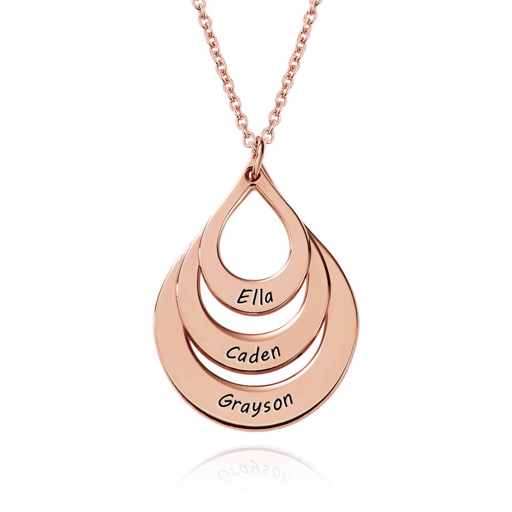 Collar Familiar Grabado en Forma Gota en Chapa de Oro Rosa-3 Collar Familiar Grabado en Forma Gota en Chapa de Oro Rosa-3 foto de producto