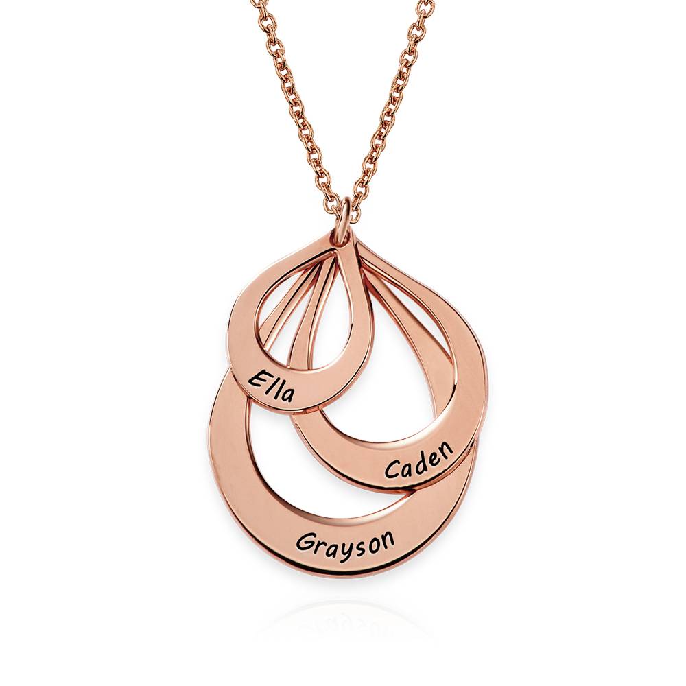 Collar Familiar Grabado en Forma Gota en Chapa de Oro Rosa-4 Collar Familiar Grabado en Forma Gota en Chapa de Oro Rosa-4 foto de producto