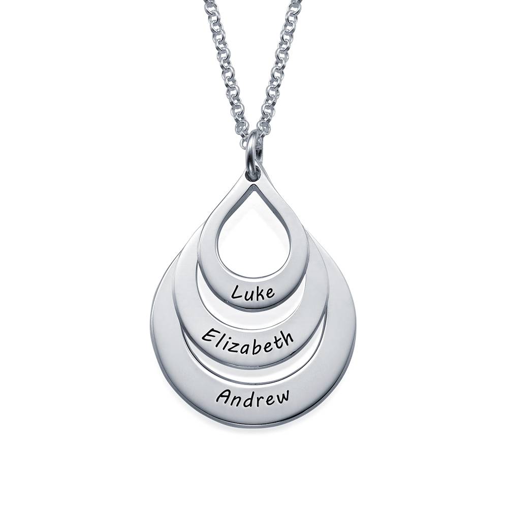 Collar Familiar Grabado en Forma Gota en Plata-2 foto de producto