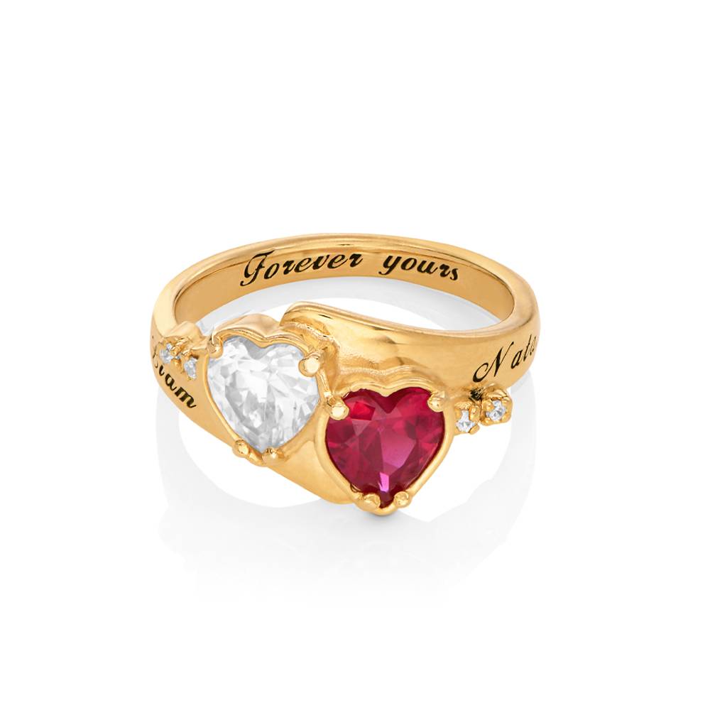 Anillo de Promesa Evermore con Piedras Corazón CZ en Vermeil de Oro-6 foto de producto