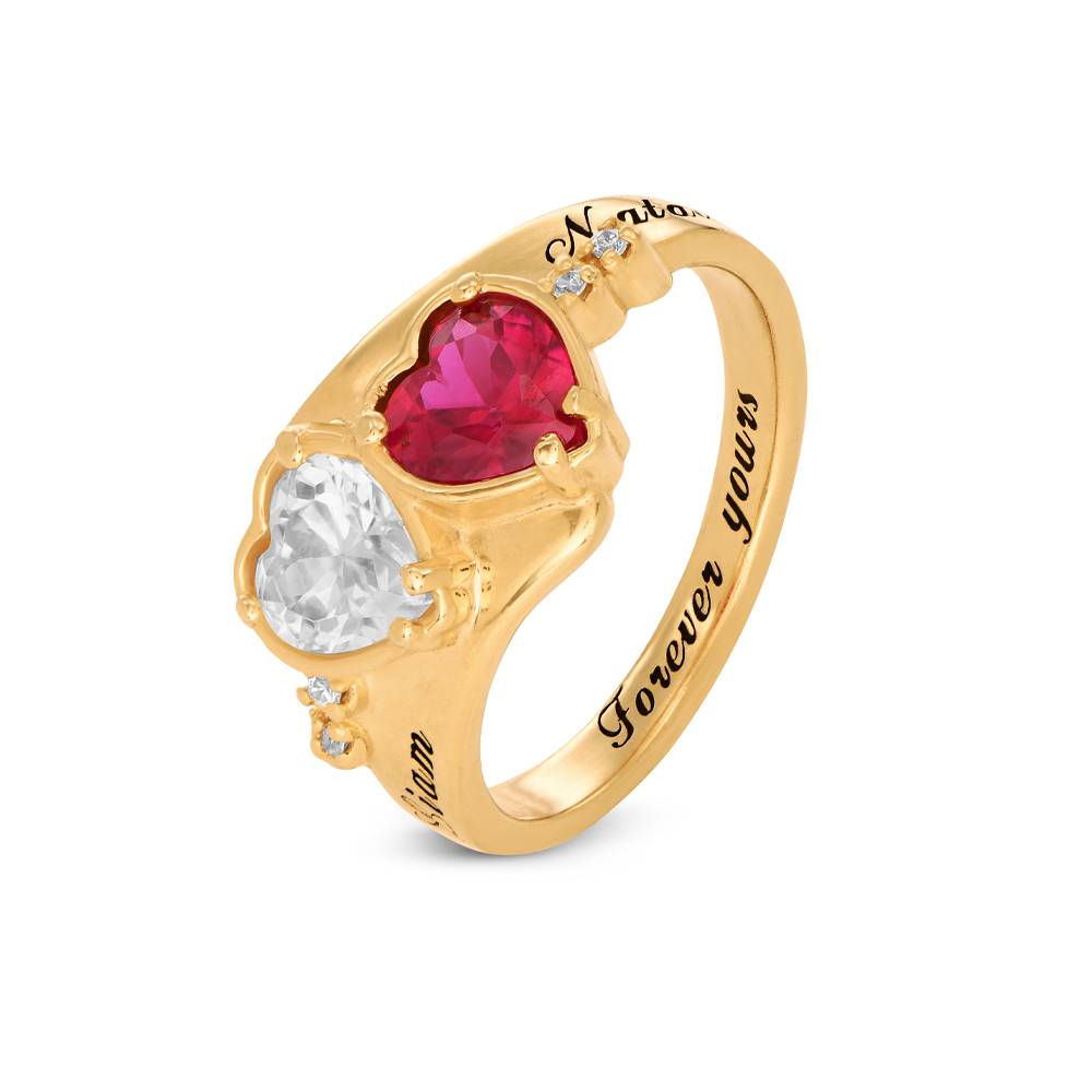 Anillo de Promesa Evermore con Piedras Corazón CZ en Vermeil de Oro-8 foto de producto