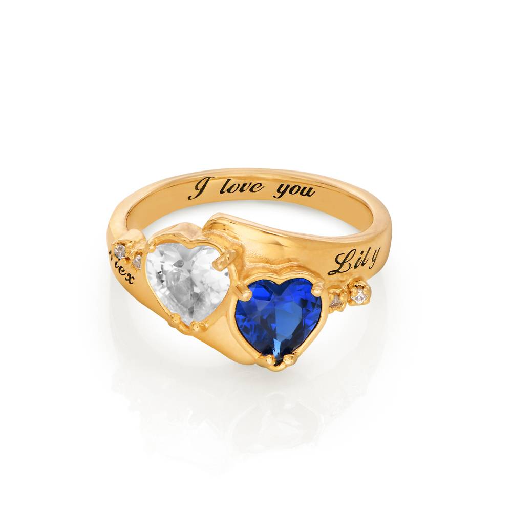 Anillo de Promesa Evermore con Piedras Corazón CZ en Vermeil de Oro-1 foto de producto