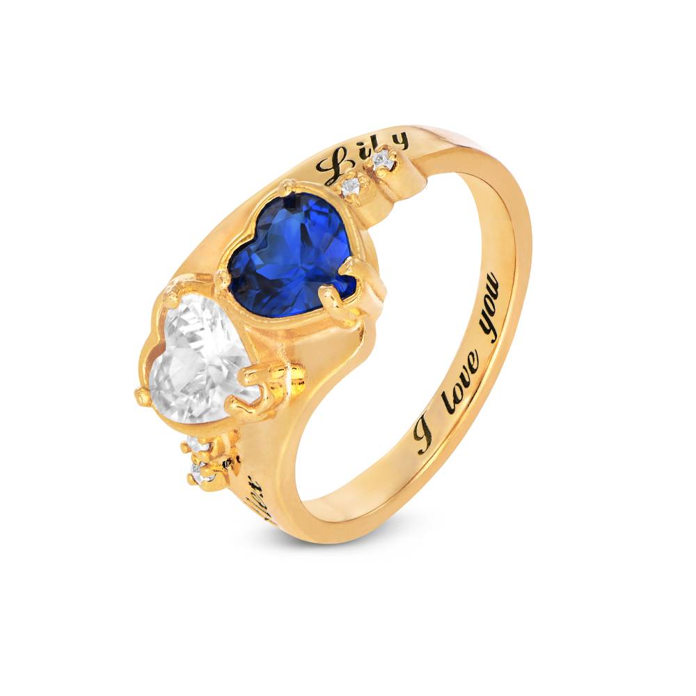 Anillo de Promesa Evermore con Piedras Corazón CZ en Vermeil de Oro-4 foto de producto