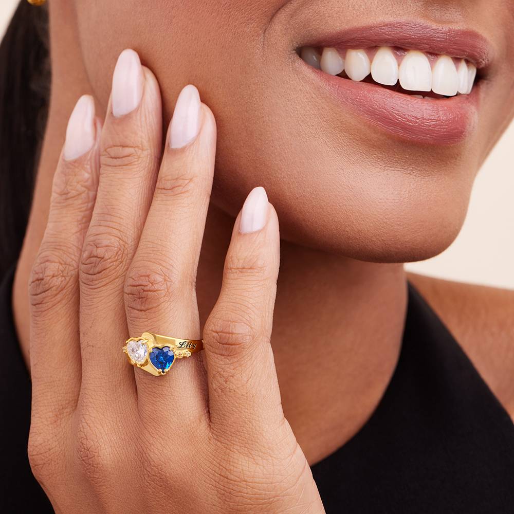 Anillo de Promesa Evermore con Piedras Corazón CZ en Vermeil de Oro-7 foto de producto