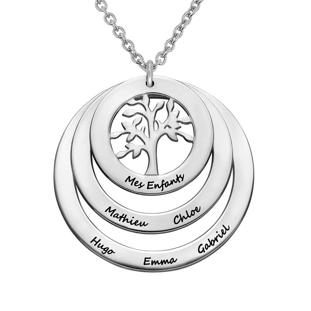Collar del Círculo de Familia con Árbol de la Vida en Plata Esterlina-3 foto de producto