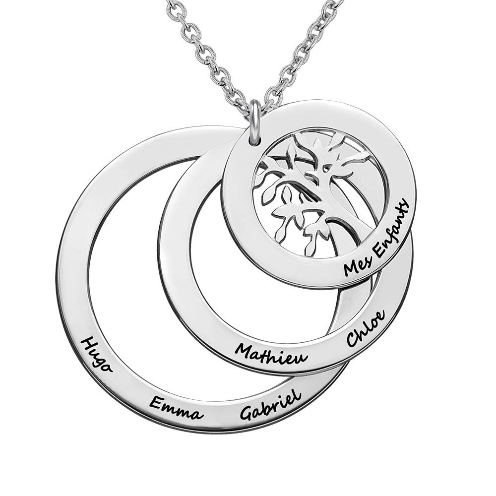 Collar del Círculo de Familia con Árbol de la Vida en Plata Esterlina-4 foto de producto