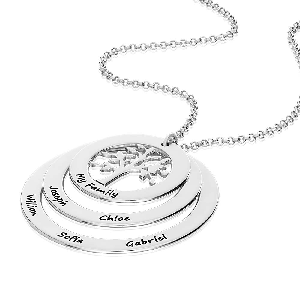 Collar del Círculo de Familia con Árbol de la Vida en Plata Esterlina-5 foto de producto
