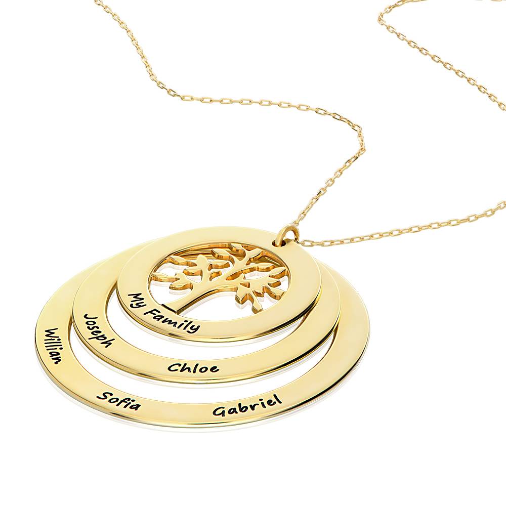 Collar del Círculo de Familia con Árbol de la Vida en Oro Sólido 10K-2 foto de producto