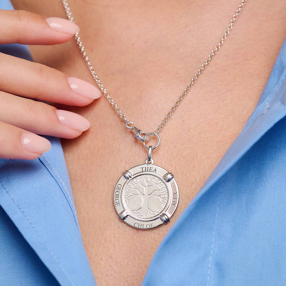 Collar de Nombre Personalizado Raíces Familiares en Plata Esterlina-4 foto de producto