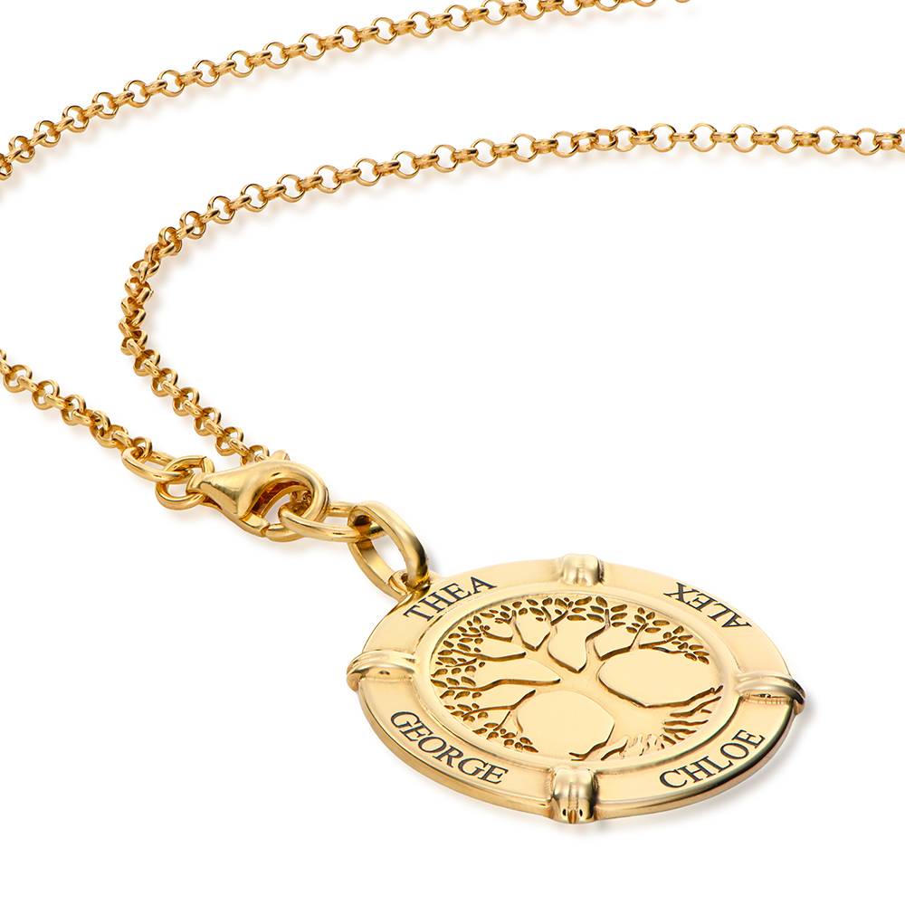 Collar de Nombre Personalizado Raíces Familiares en Chapa de Oro-4 foto de producto