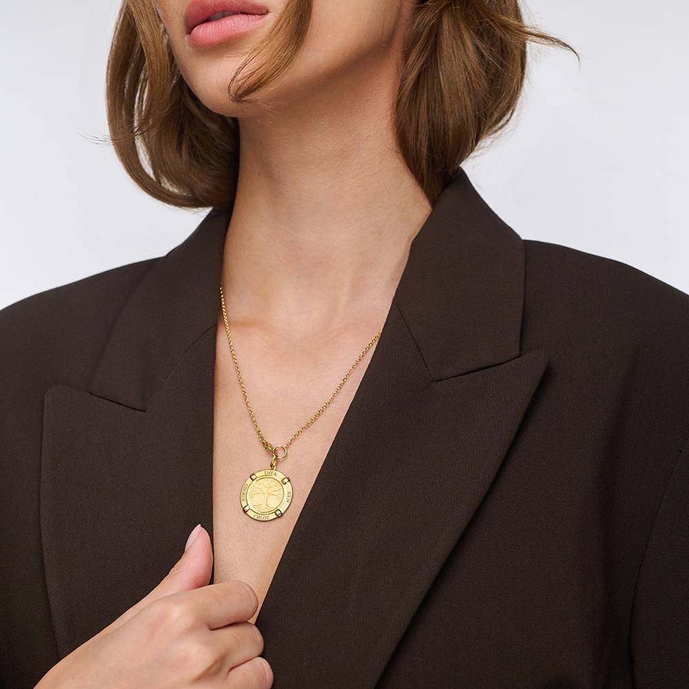 Collar de Nombre Personalizado Raíces Familiares en Vermeil de Oro-4 foto de producto