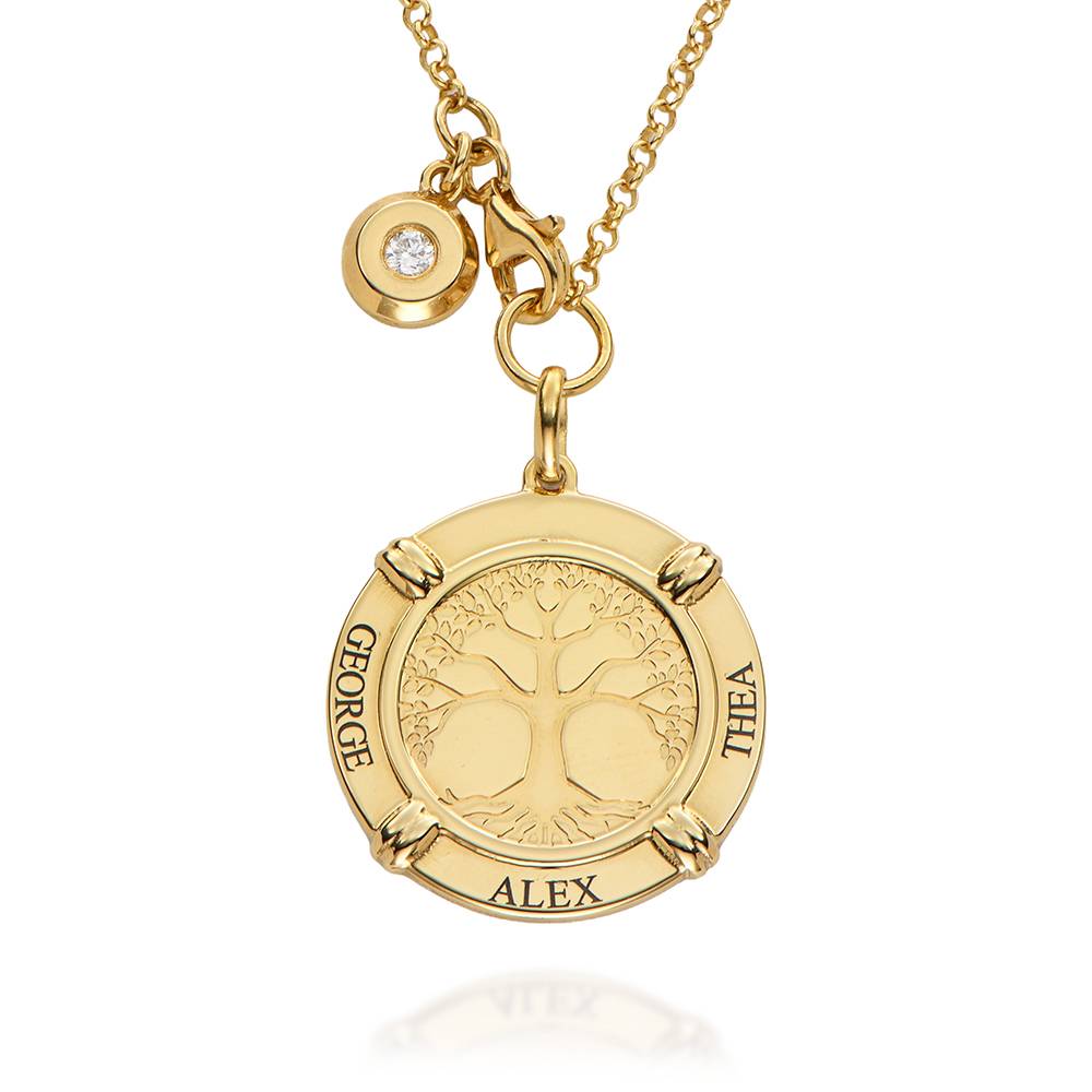 Collar de Nombre Personalizado Raíces Familiares con Dije de Diamante-1 foto de producto
