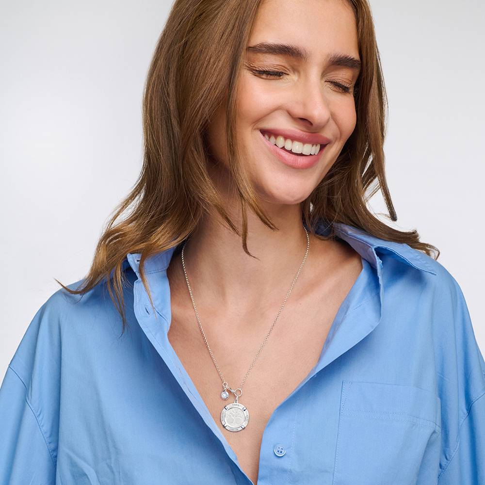 Collar de Nombre Personalizado Raíces Familiares con Dije de Diamante en Plata Esterlina-4 foto de producto